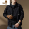 YANXU高端美式黑色工装夹克男新款宽松衬衫休闲牛仔猎装外套男