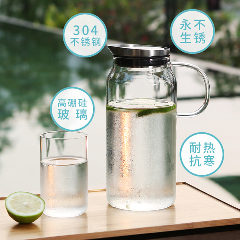 尚明 S063 不锈钢盖玻璃冷水壶 (单位:个)1300ml