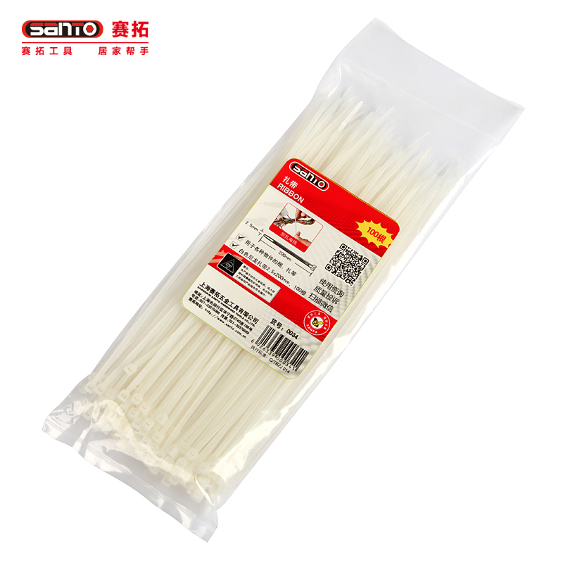 赛拓(SANTO)0034 尼龙扎带100根装2.5*200mm 理线带扎线带