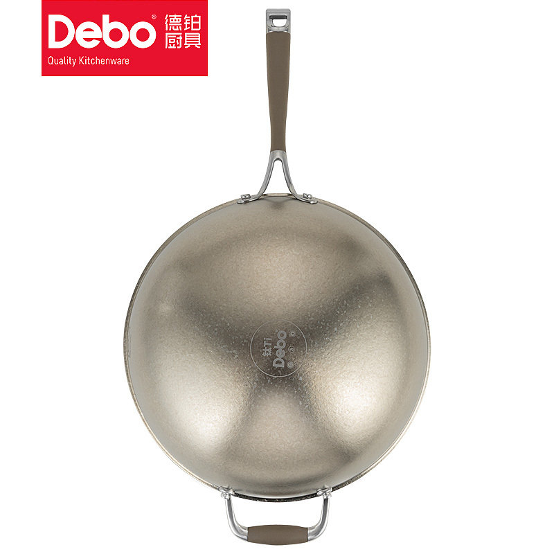 德铂(Debo) 德罗拉 纯钛(炒锅) 无涂层不易粘 无涂层纯钛锅 30cm DEP-881!高清大图