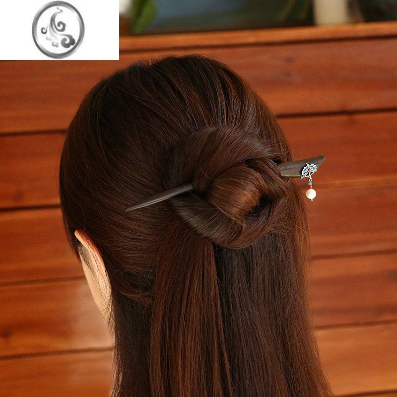 jimi复古中式发簪汉服盘发头饰简约发钗簪子旗袍发饰檀木钗子