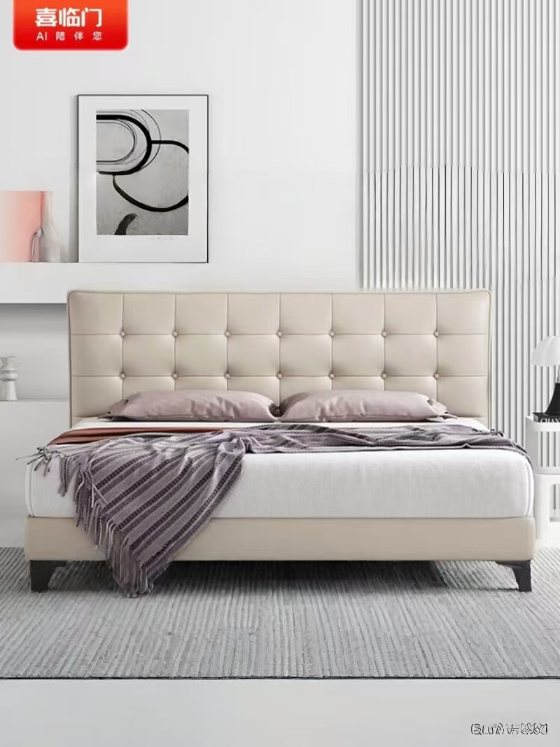 喜临门 - 拂晓 双人床真皮小尺寸法式复古风主卧室进口头层牛皮高清大图