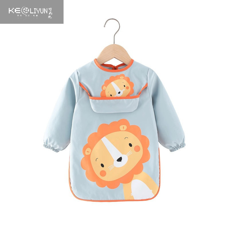 可莉允宝宝罩衣女儿童吃饭画画围裙反穿衣婴儿饭兜防水防脏男童护衣