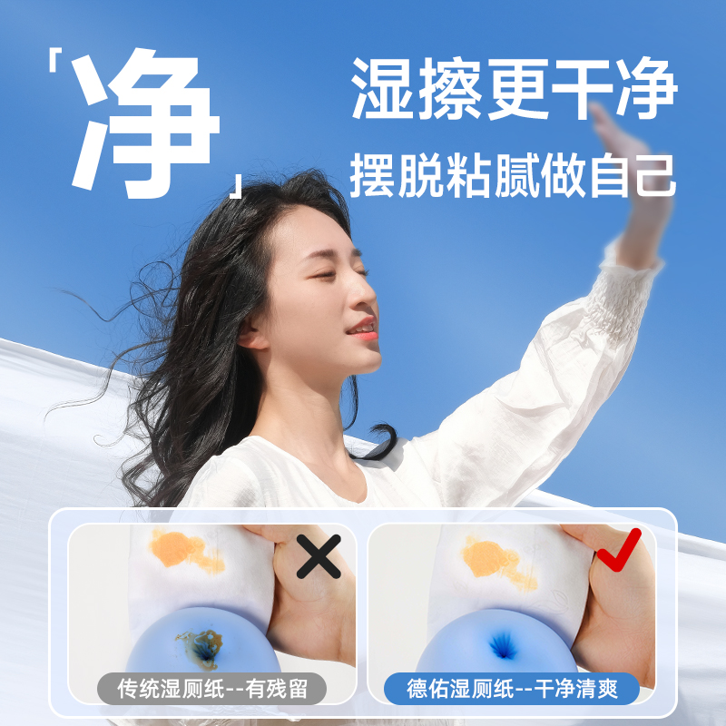 [补贴10%]湿厕纸家庭实惠装私处擦屁屁男女士专用湿厕巾80抽洁厕湿巾 [80抽3包]配方升级更滋润高清大图