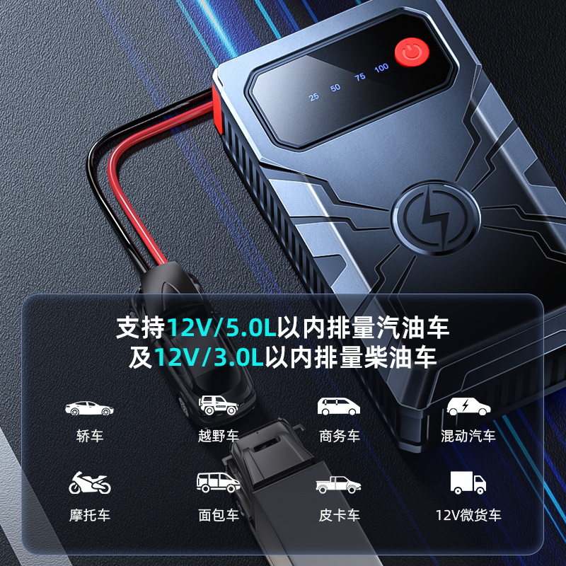 [补贴10%]汽车应急启动电源搭电宝12小车电瓶打火强启动充电宝车载搭电神器高清大图