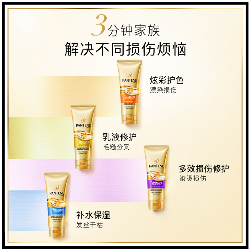 潘婷氨基酸护发素3分钟奇迹精华霜水润滋养180ml (三分钟润发护发乳 滋润 防干枯损伤 苏宁自营)
