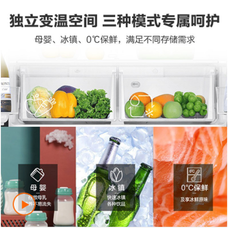 运费自付海尔bcd466wghtdedc9十字对开门冰箱