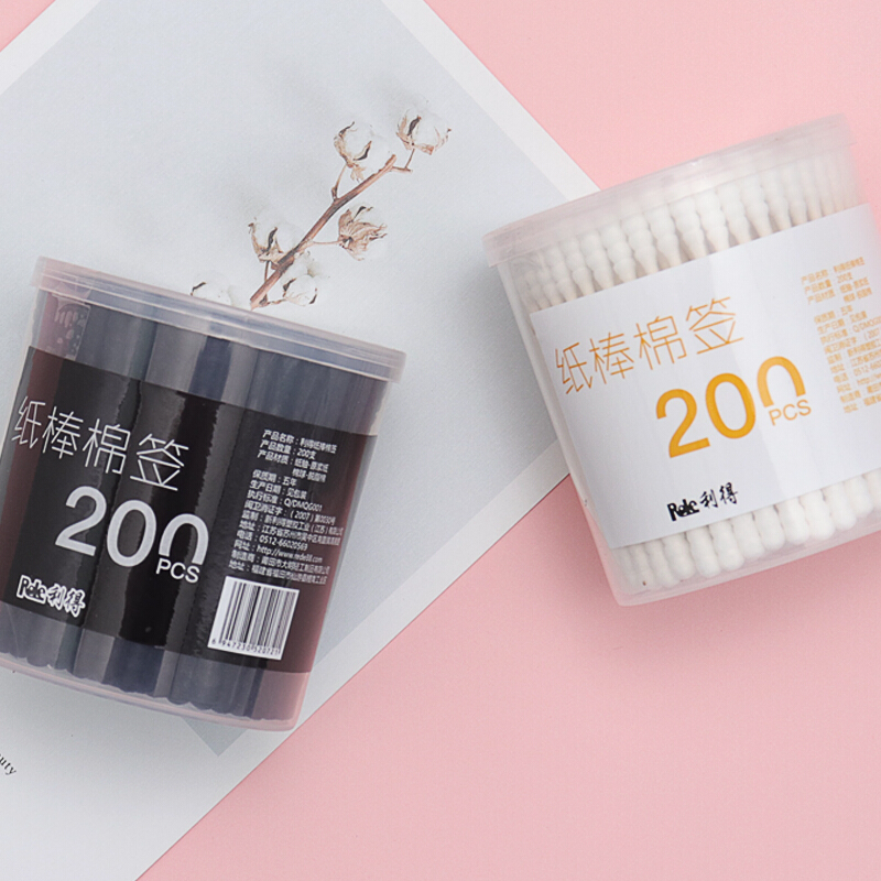 利得双头螺旋纸棒棉签黑白双色800头400支装美容护理清洁棉棒