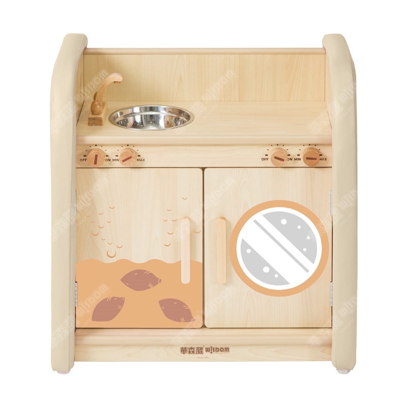 华森葳儿童家具 淘乐幼儿厨房灶台+洗涤台 淘乐幼儿厨房洗涤台-米色