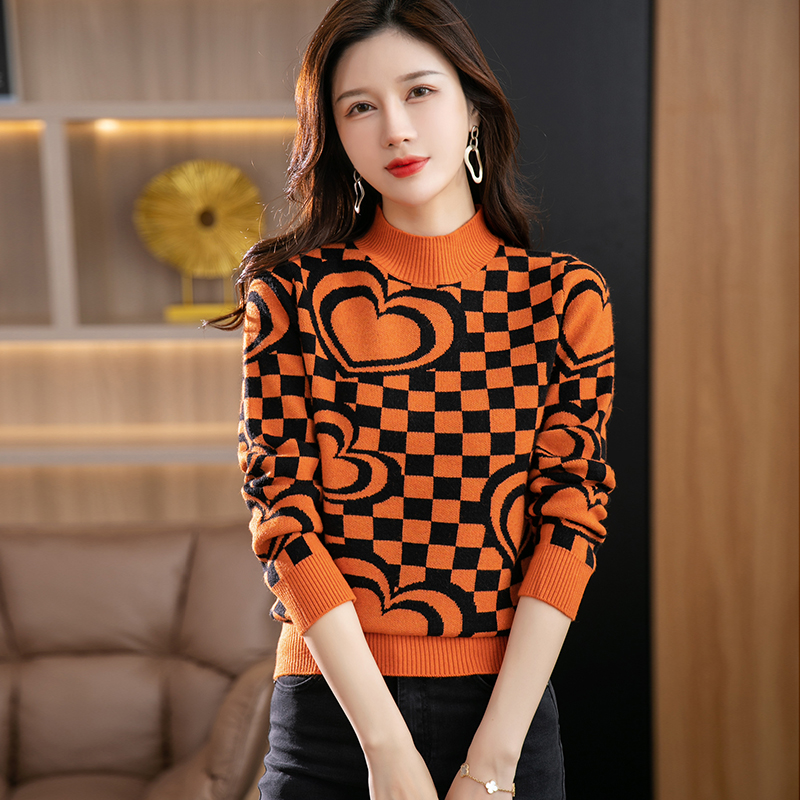 2024春秋新款山羊绒衫女针织衫打底衫毛衣圆领羊毛衫女修身短款毛衣女长袖简约绣花修身半高领毛针织衫女多款高清大图