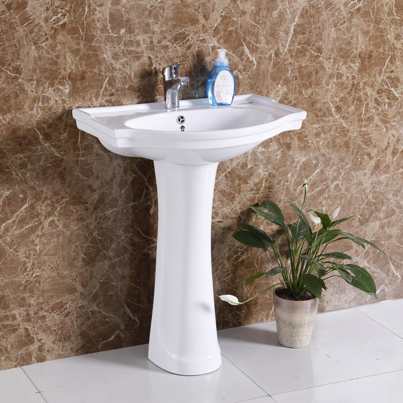 闪电客立柱式洗脸盆 柱盆洗手盆洗手台盆一体柱盆陶瓷落地式 阳台立柱