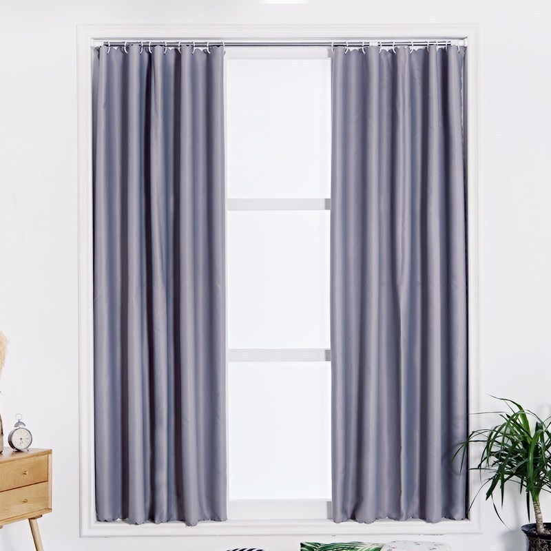 家柏饰(CORATED)窗帘免打孔安装简易窗帘成品全遮光加厚北欧简约现代风格免卧室帘 灰色 0.9*1.8米高送0.7-1.1杆