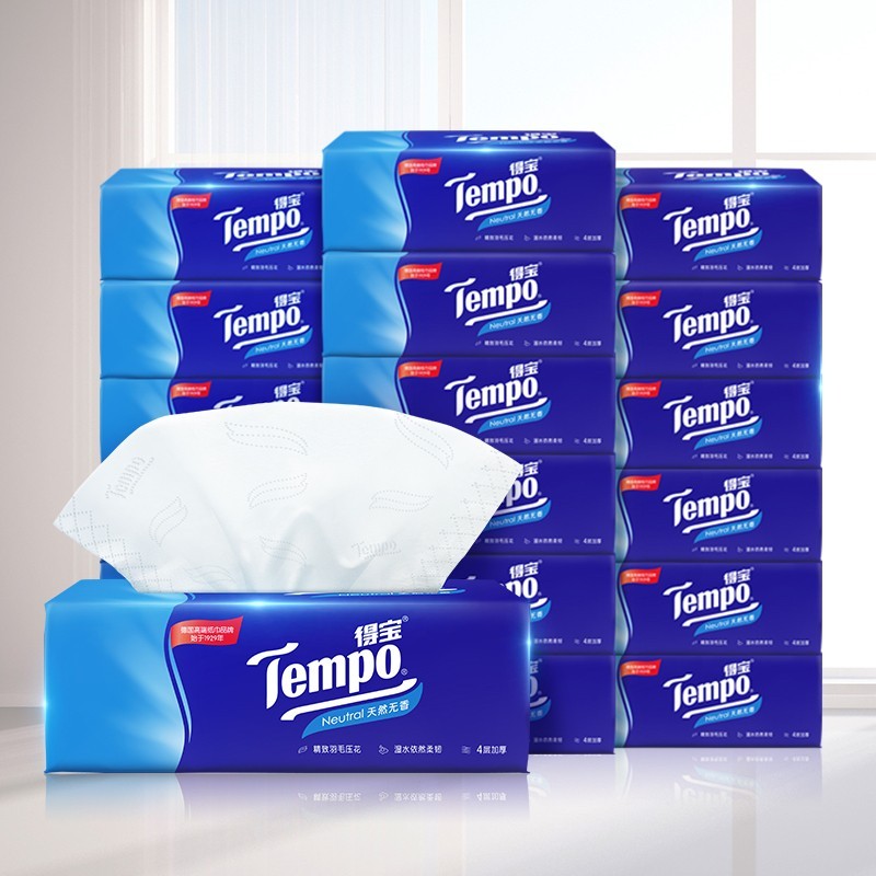 得宝4层(天然无香)抽纸3提(18包)