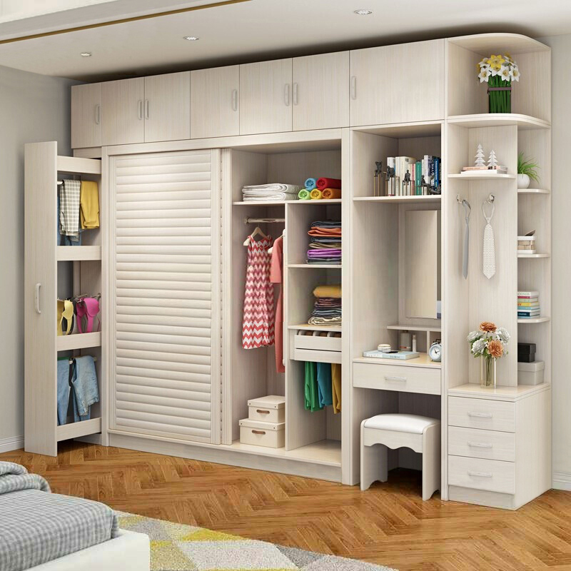 百冠环球简约现代两门推拉门衣柜移门趟门组装板式柜子卧室整体实木