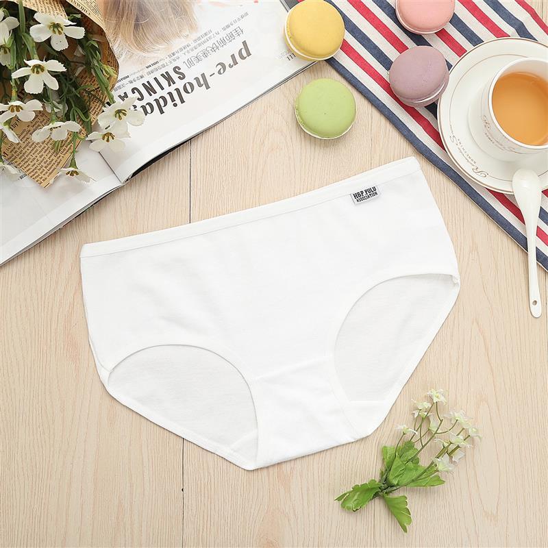 都市浅色丽人白色内裤女纯棉少女夏季高中学生中腰全棉质面料