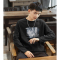 唐狮春季新款男款长袖T恤圆领热血校园打底宽松百搭黑色上衣