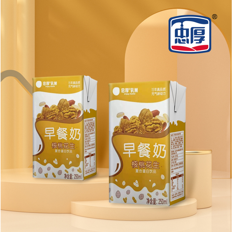 忠厚核桃花生口味早餐奶250mL*10复合蛋白饮品