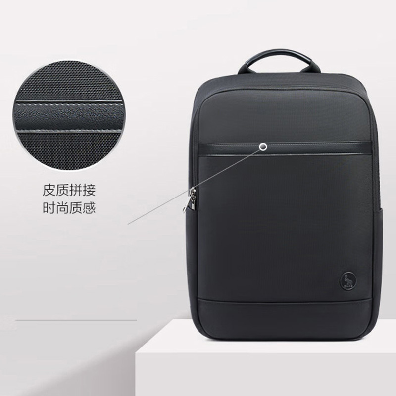 爱华仕双肩包14英寸简约耐磨多隔层收纳黑色OCB4489GA高清大图