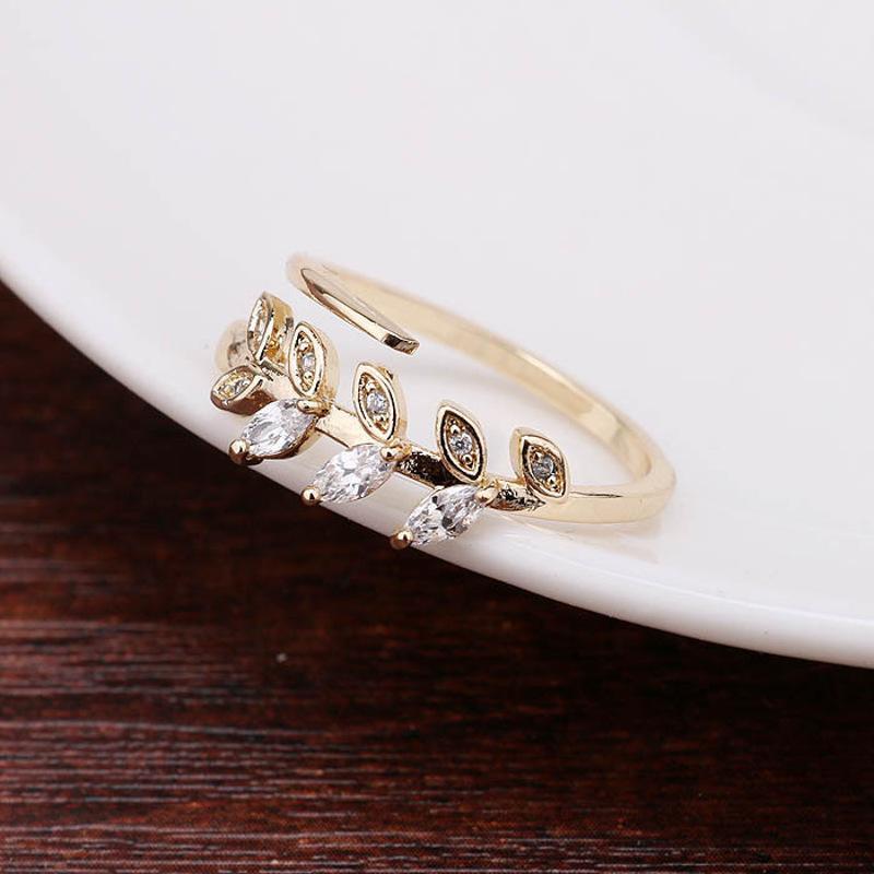 欧美流行元素时尚树叶锆石戒指速卖通铜戒指批bjz068送女朋友七夕情人