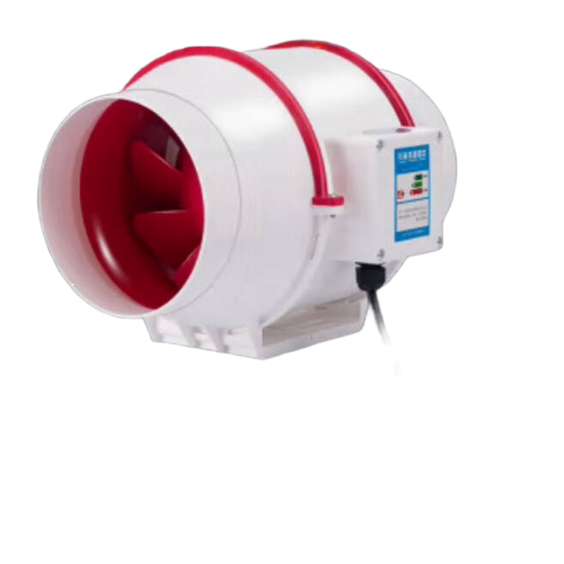 鸣固 ZL3388管道风机斜流增压换气扇排风扇仓库换气新风机 4寸口径100 单速插头款高清大图