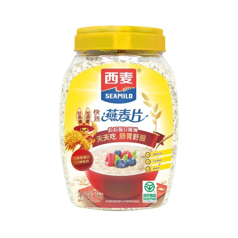 [澳洲进口燕麦]西麦纯燕麦片快熟1000g桶装营养早餐谷物冲饮代餐零添加蔗糖高膳食纤维高蛋白质绿色食品