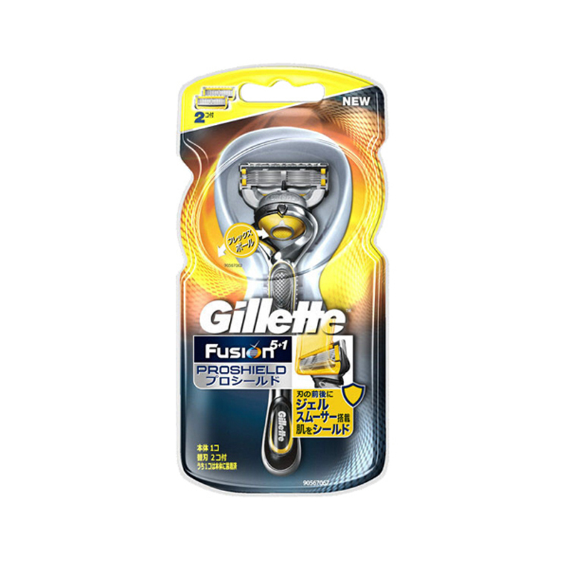 吉列(GILLETTE) 锋隐5致护 5+1层刀片 清爽手动剃须刀刮胡刀 1个支架+2个刀头 黄色