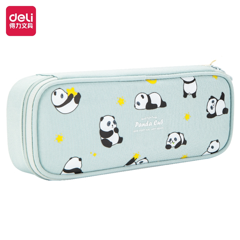 得力deli熊猫笔袋学生笔袋卡通可爱文具盒小学生男女孩铅笔盒儿童幼儿