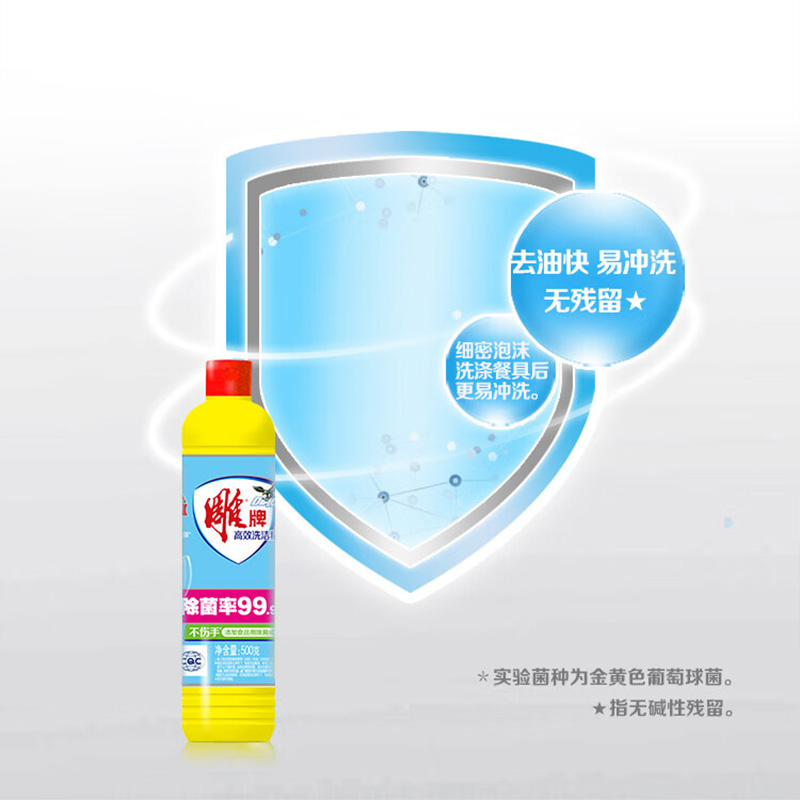 雕牌洗洁精小瓶高效除菌去油快易冲洗无残留500g*2瓶(包装随机)高清大图