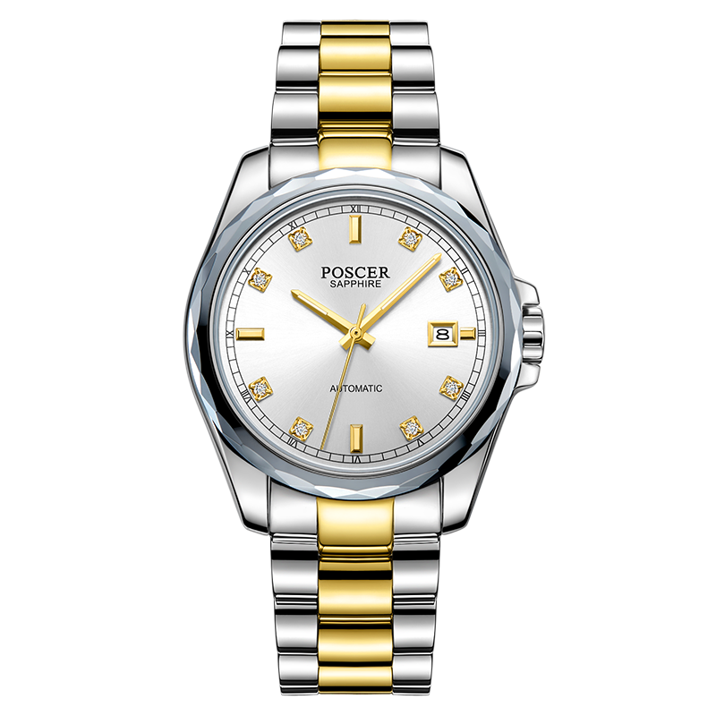 宝时捷(poscer)机械表 男 手表 男精钢大表盘男表国产品牌全自动机械