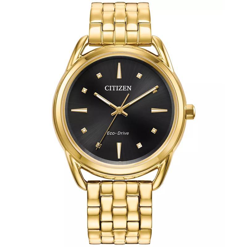 西铁城(CITIZEN)光动能女款经典商务石英手表金 tone不锈钢表带36mm