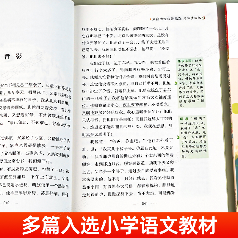 [全5册]小学生散文读本作品精选① [正版]名家散文集精选小学生散文读本朱自清老舍经典文学作品全集冰心鲁迅叶圣陶四年级课高清大图