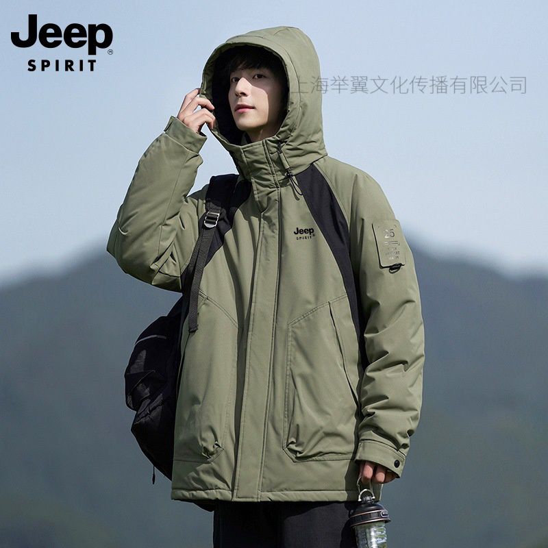 JEEP SPIRIT户外男女工装棉衣新款棉服冬季加厚潮牌工装夹克棉衣高清大图