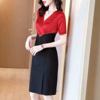 连衣裙夏装2021新款大码胖mm短袖假两件轻奢收腰显瘦女裝裙子