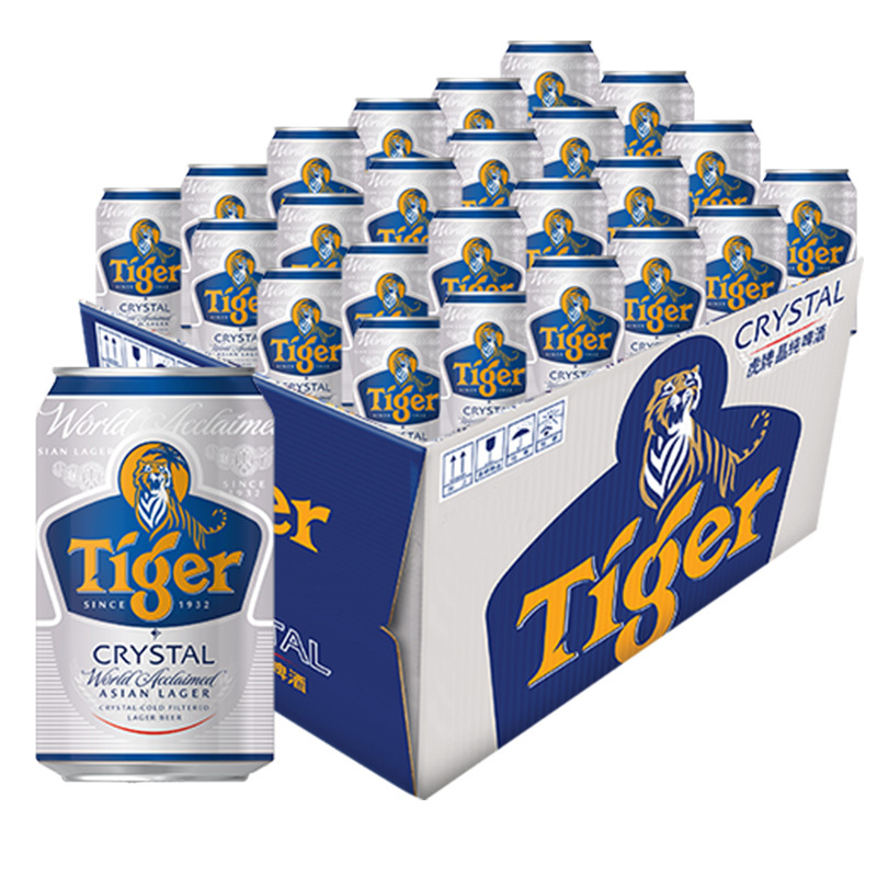 虎牌(TIGER)喜力旗下晶纯啤酒330ml*24罐/箱 整箱装