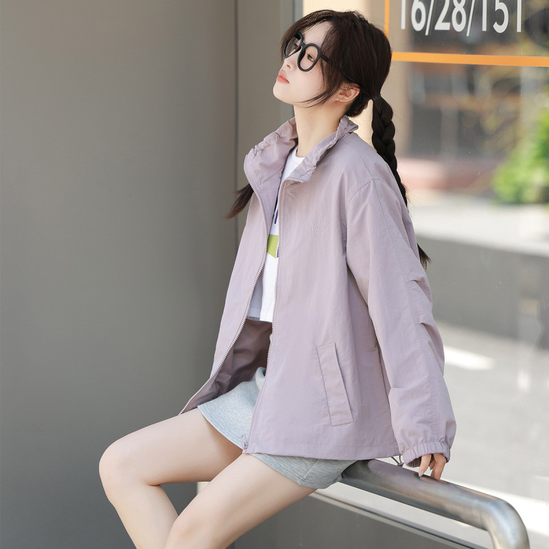[1.5折价83元]唐狮春季女立领短款净色外套潮流百搭气质休闲时尚
