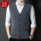 专柜品牌 100纯羊毛衫男背心马甲无袖毛衣开衫加厚中年爸爸羊绒衫打底衫100纯羊毛衫套头商务羊绒衫男士毛衣大码男