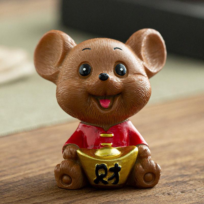 树脂陶瓷茶宠可爱老鼠钱创意家居茶宠桌面茶艺摆件精品茶玩 三维工匠