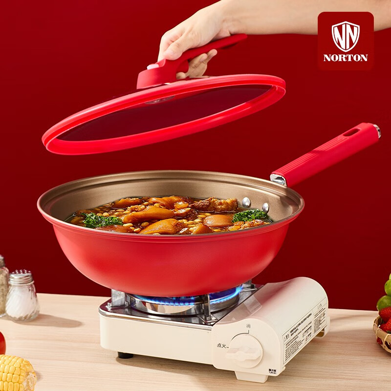 诺顿(NORTON) 红钛微压不粘炒锅 1JHT032高清大图