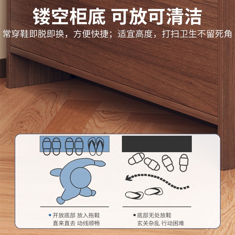 冀华美翻斗超薄鞋柜家用门口外楼道收纳柜小户型入户大容量玄关柜鞋架子 暖白三斗带格50CM高清大图