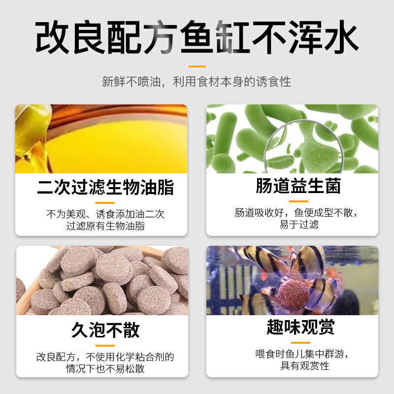 YEE小型鱼贴片鱼食孔雀鱼饲料热带鱼金鱼灯鱼饲料通用型小型鱼粮高清大图