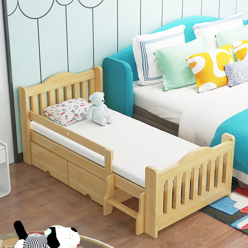 美帮汇儿童床拼接床儿童实木床带护栏男孩床女孩床松木床定制床 定制尺寸 其他带2个抽屉