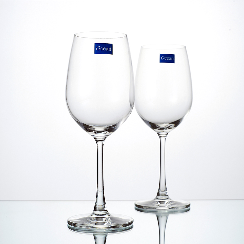 Ocean进口无铅玻璃冷切口红酒杯425ML4只配1500ML醒酒器配酒杯架套装高清大图