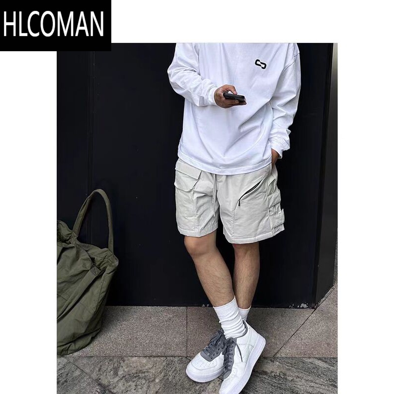 HLCOMAN机能美式多口袋层次宽松vibe五分裤男宽松运动小众设计感短裤