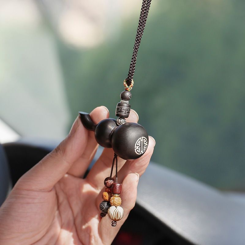 葫芦车挂生肖牛虎汽车挂件男女车内吊饰品檀木葫芦吊坠车载生肖符后