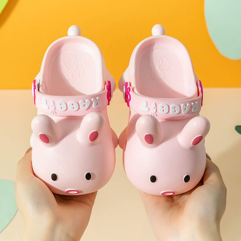 儿童洞洞鞋夏居家可爱兔子少女室内防滑包头防撞女童亲子凉拖鞋女