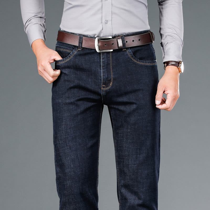 老爺車(LAOYECHE)牛仔裤男秋冬季款弹力商务男裤男士直筒休闲宽松裤子图片