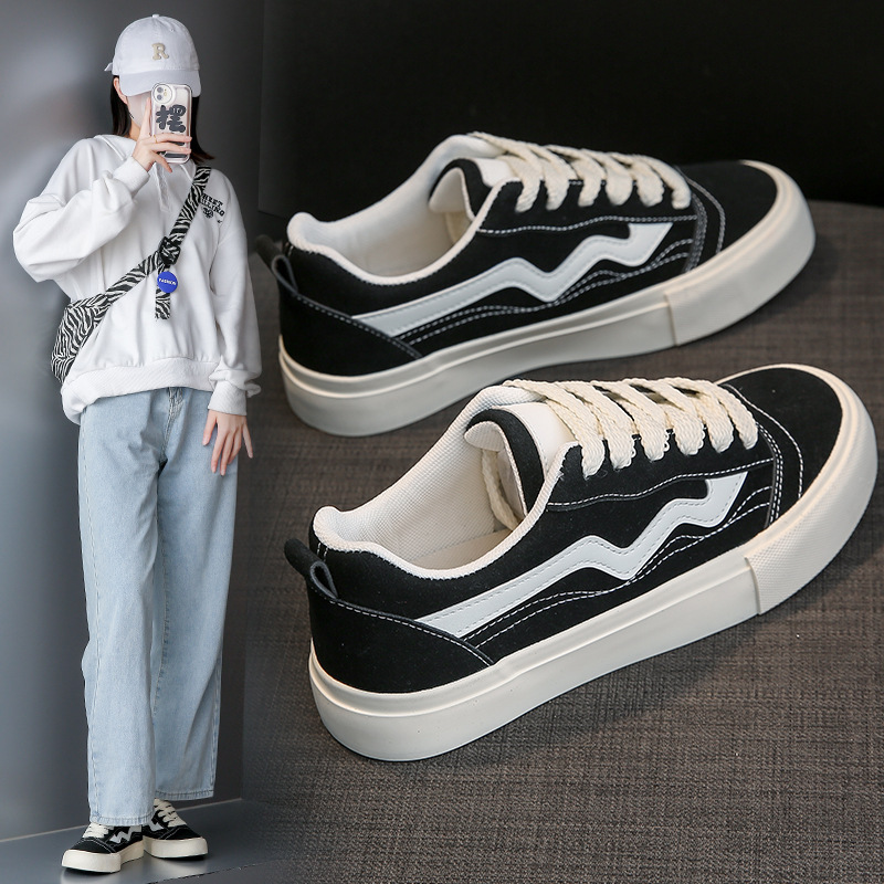 ins韩版帆布鞋女2023春季新款百搭平底跑步板鞋休闲鞋女