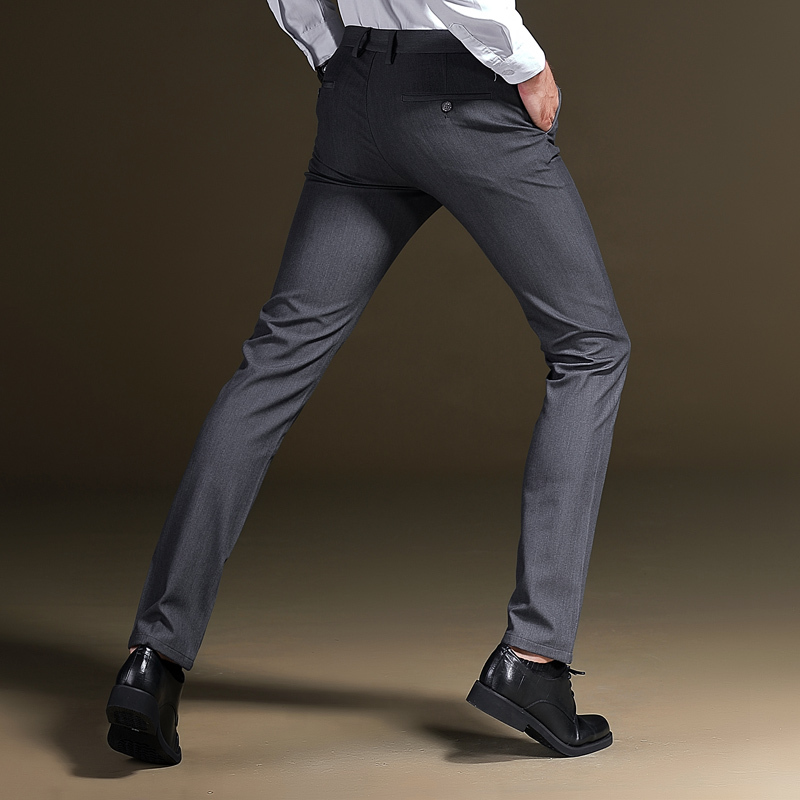 yuansu男士长裤直筒商务裤子男春季黑色休闲裤修身修身秋季厚款西裤男