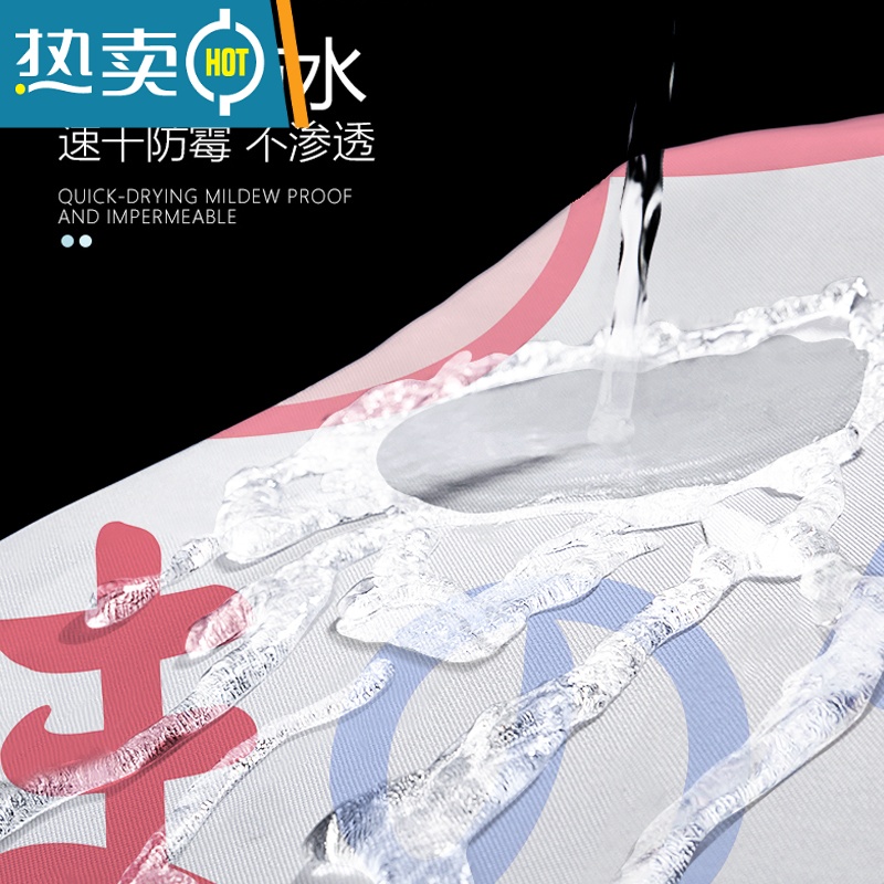 XIANCAI卫生间防水浴帘套装加厚涤纶卡通浴帘布隔断帘淋浴帘杆免打孔高清大图