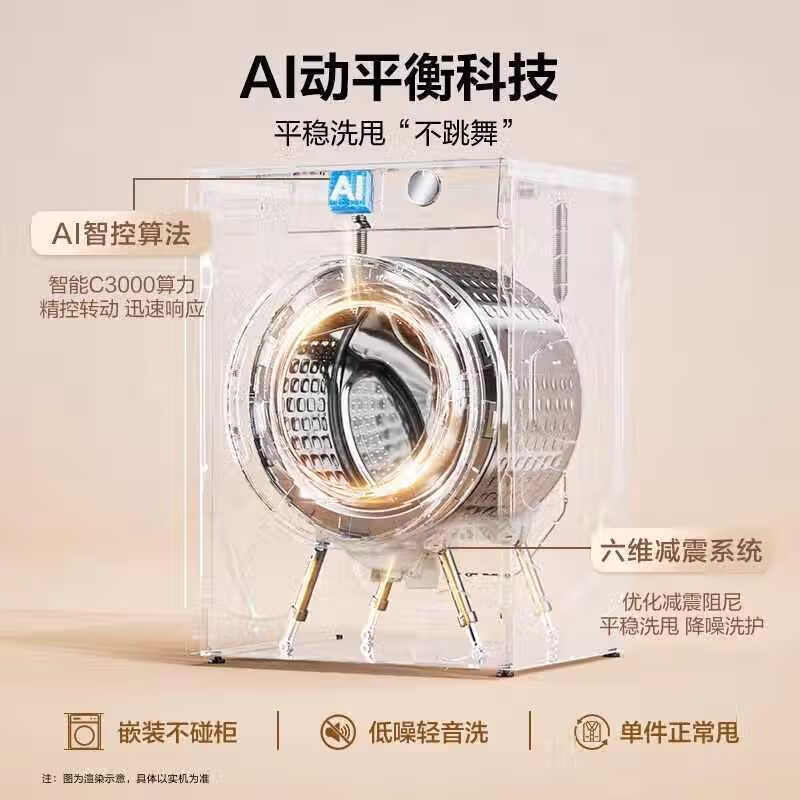 海尔(Haier)滚筒洗衣机全自动10KG单洗 超薄家用变频一级能效 六维减震XQG100-606H高清大图